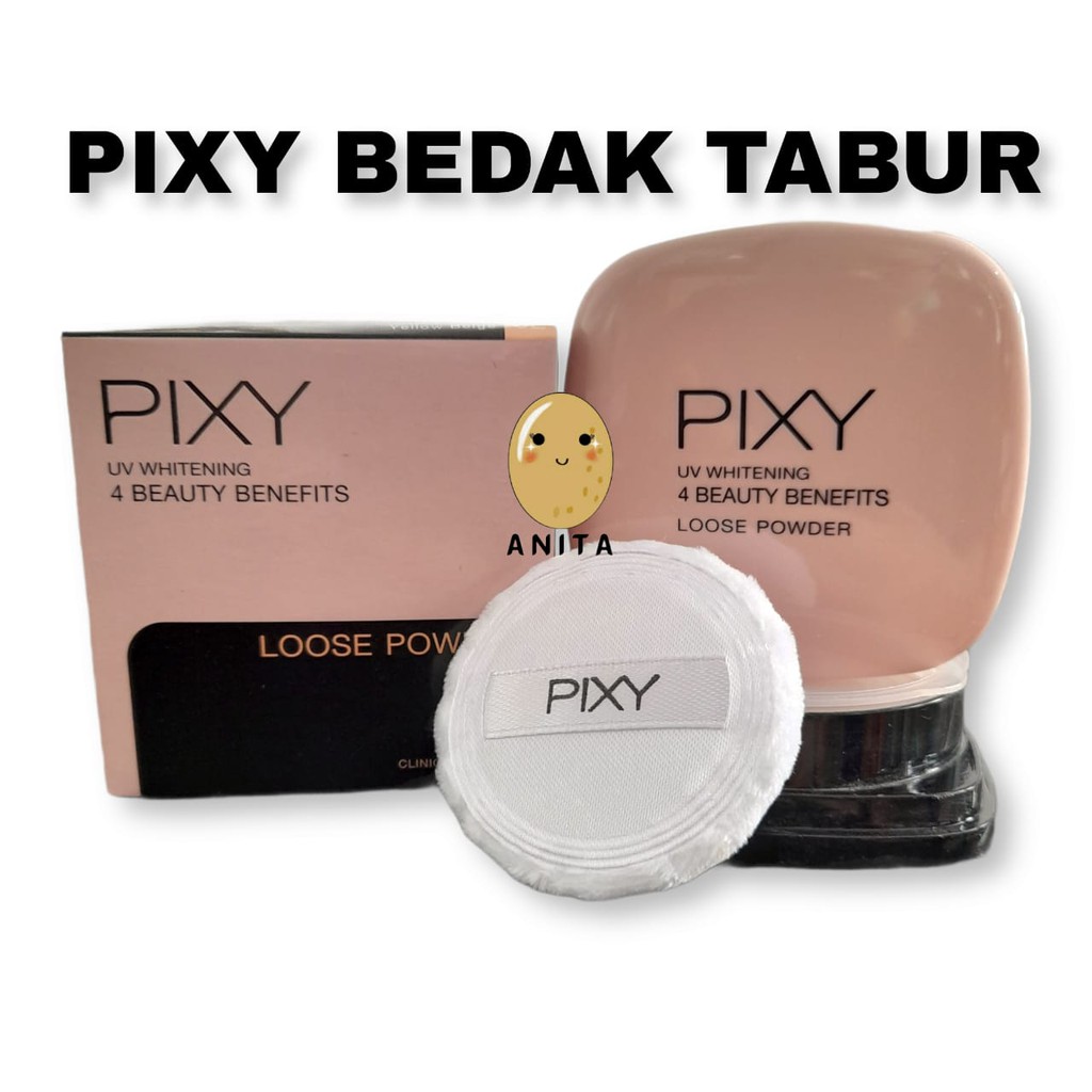 Aroma Bedak Tabur PIXY 4 Beauty Benefits UV Whitening Loose Powder