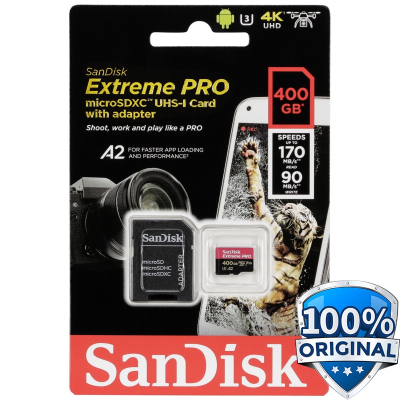 Sandisk MicroSDXC Extreme Pro 1TB - 512GB - 400GB - 256GB A2 V30 UHS-1 (170MB/s) - SDSQXCZ
