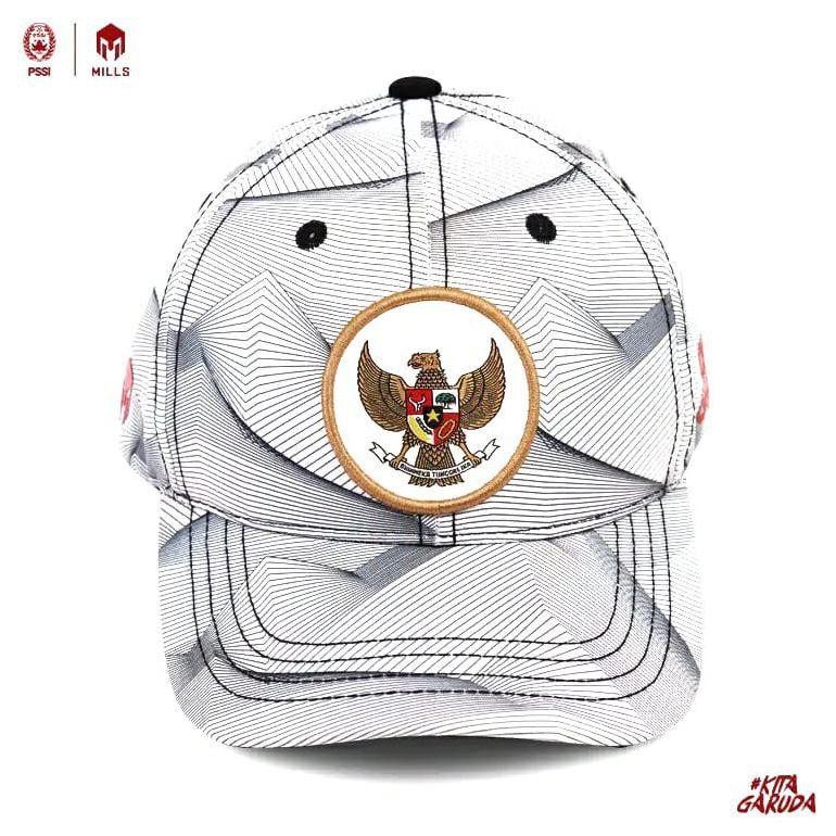 TOPI PUTIH GARUDA MILLS A4-4002 MILLS GARUDA CAPS WHITE JERSEY TIMNAS GARUDA INDONESIA ORIGINAL