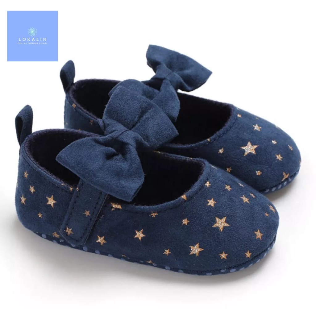 Sepatu Bayi Perempuan Motif Bintang-Prewalker Pita 0-14 Bulan