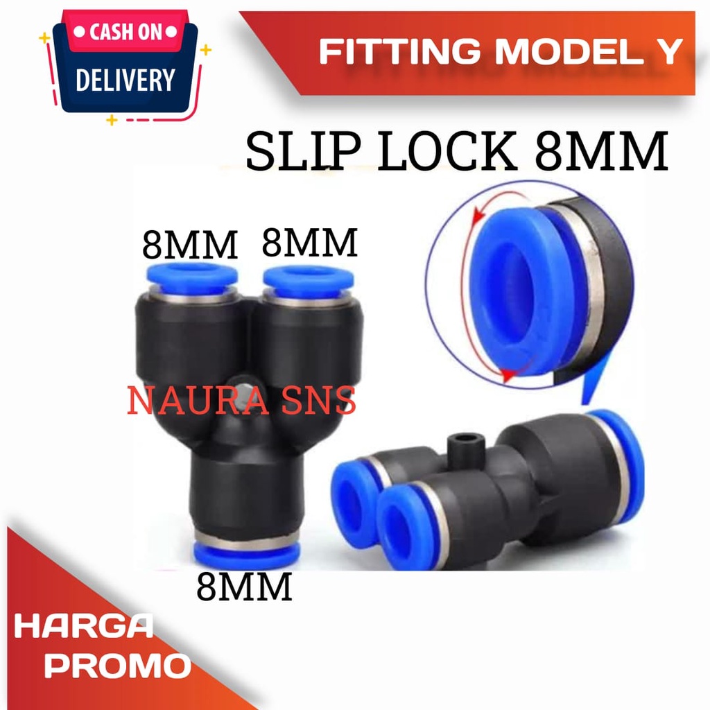 Jual PNEUMATIC SLIP LOCK Y 8mm 3 WAY PUSH IN MIST NOZZEL SELANG PU 8mm