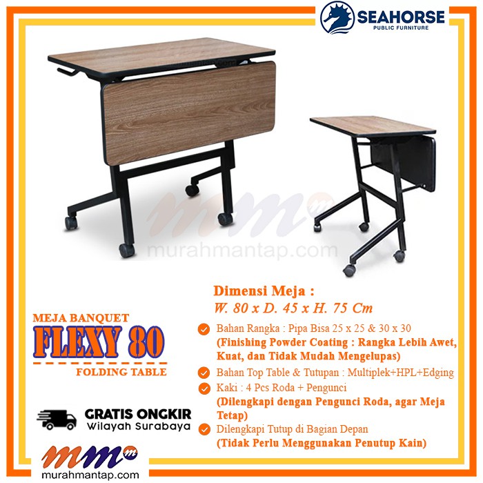 Meja Belajar Lipat | Meja IBM | Meja Kerja Lipat | Seahorse Flexy 80