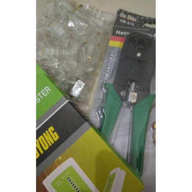 Paket Crimping Tool RJ45 AMP 1 pack Lan Tester Paket Belajar 3 in 1