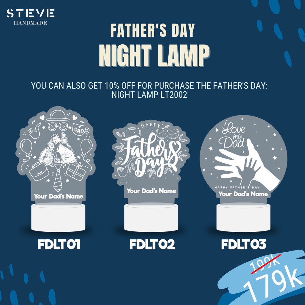 Lampu Tidur Akrilik RGB 12 Warna LT2002 Father's day Edition