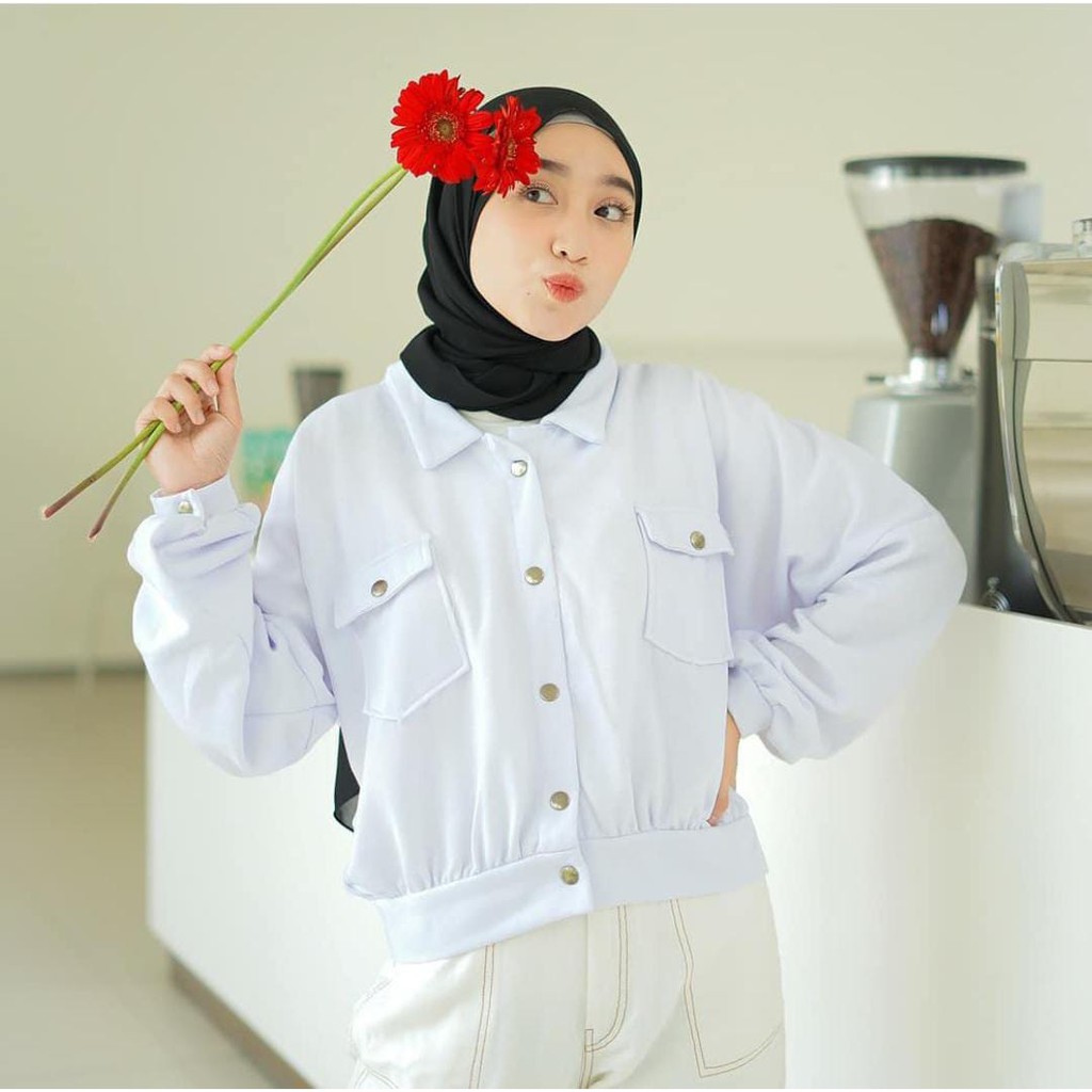 Jaket Semi Parka Termurah Wanita Korean Style Bahan Flacee