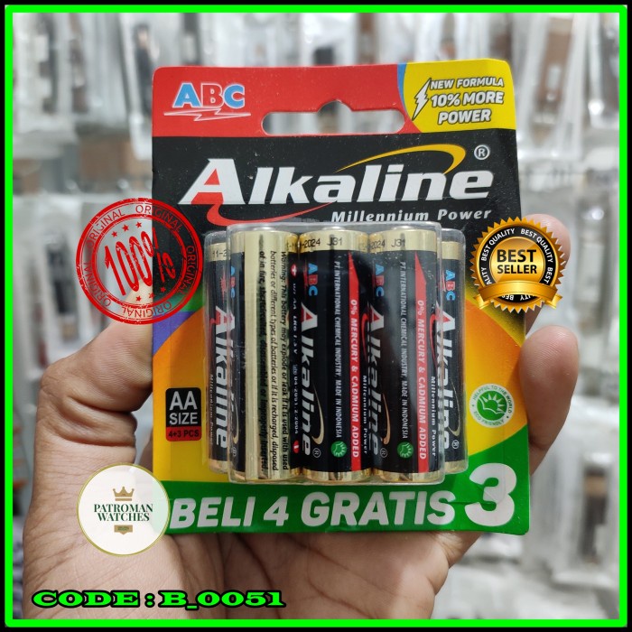 Jual Batu Batrey ABC Alkaline Battery Baterai AA isi 7 pcs Original ABC Limited