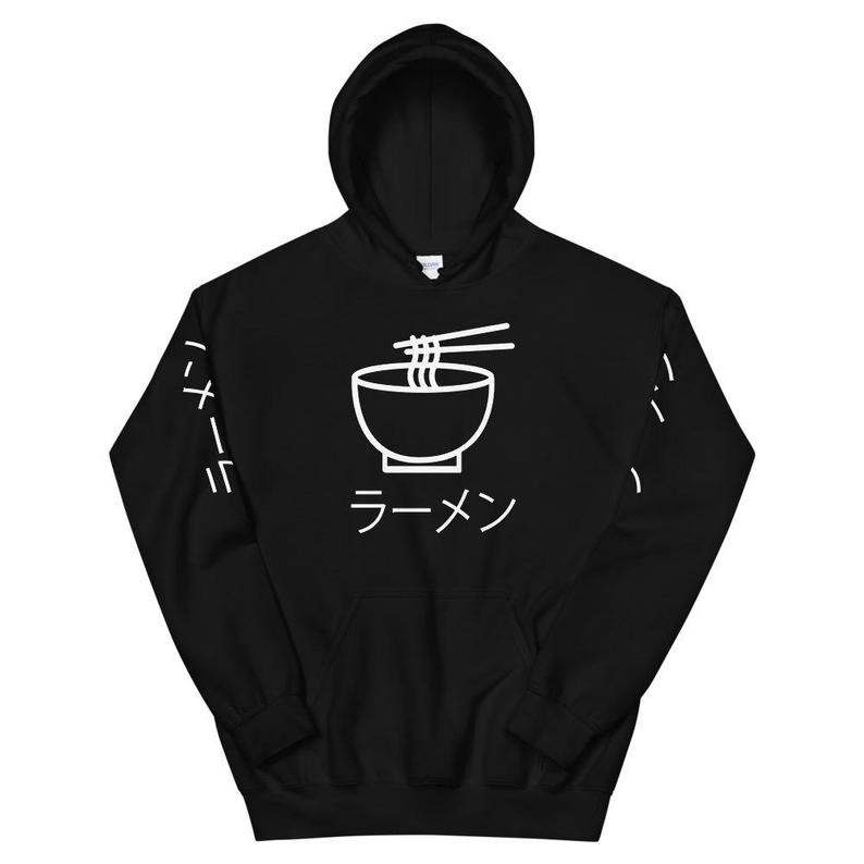 Hoodie Ramen Line Art Japan Kanji Premium Quality Cotton Fleece