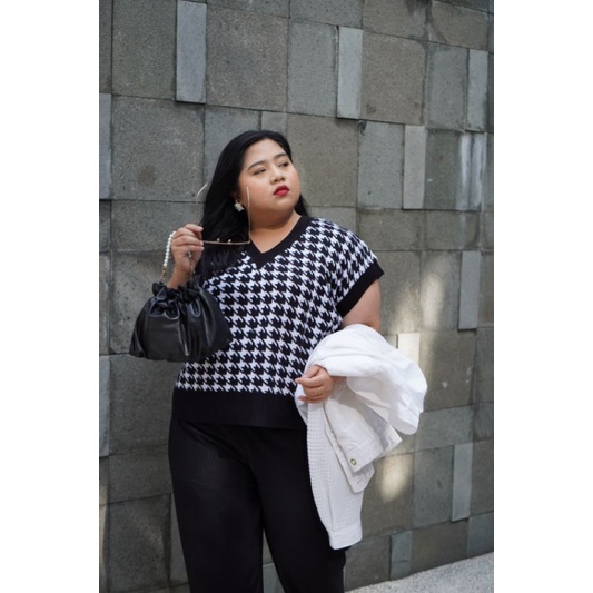 JUMBO Jennie Vest rajut Houndstooth LD 140