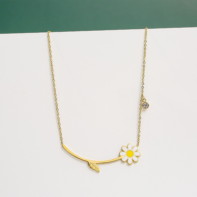 Kalung Titanium Korea Style Wanita Anti Karat Model Bunga - ercassia