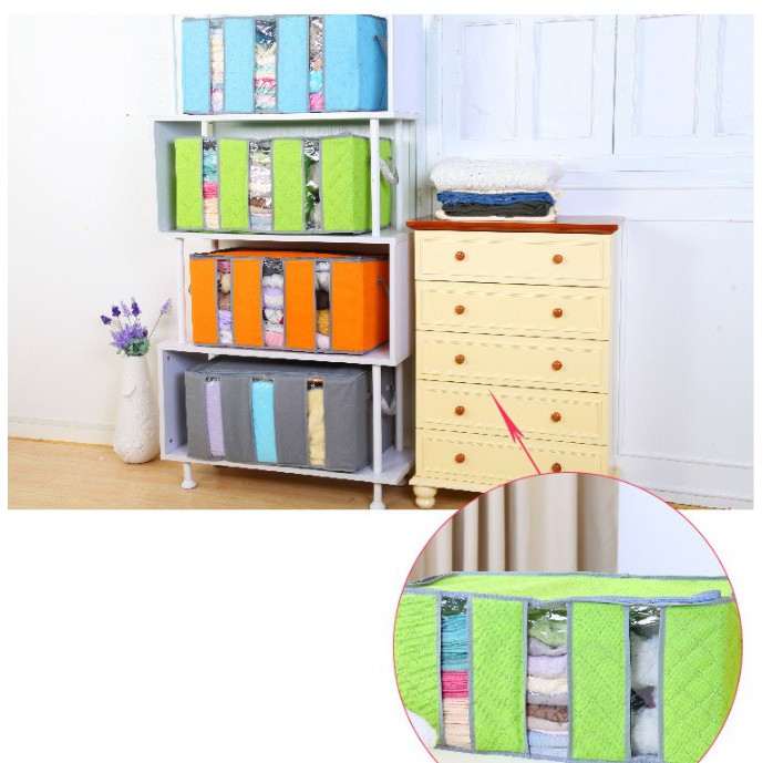 Adda Home - Bamboo Storage Box Tempat Penyimpanan Organizer Pakaian 65x35x30cm