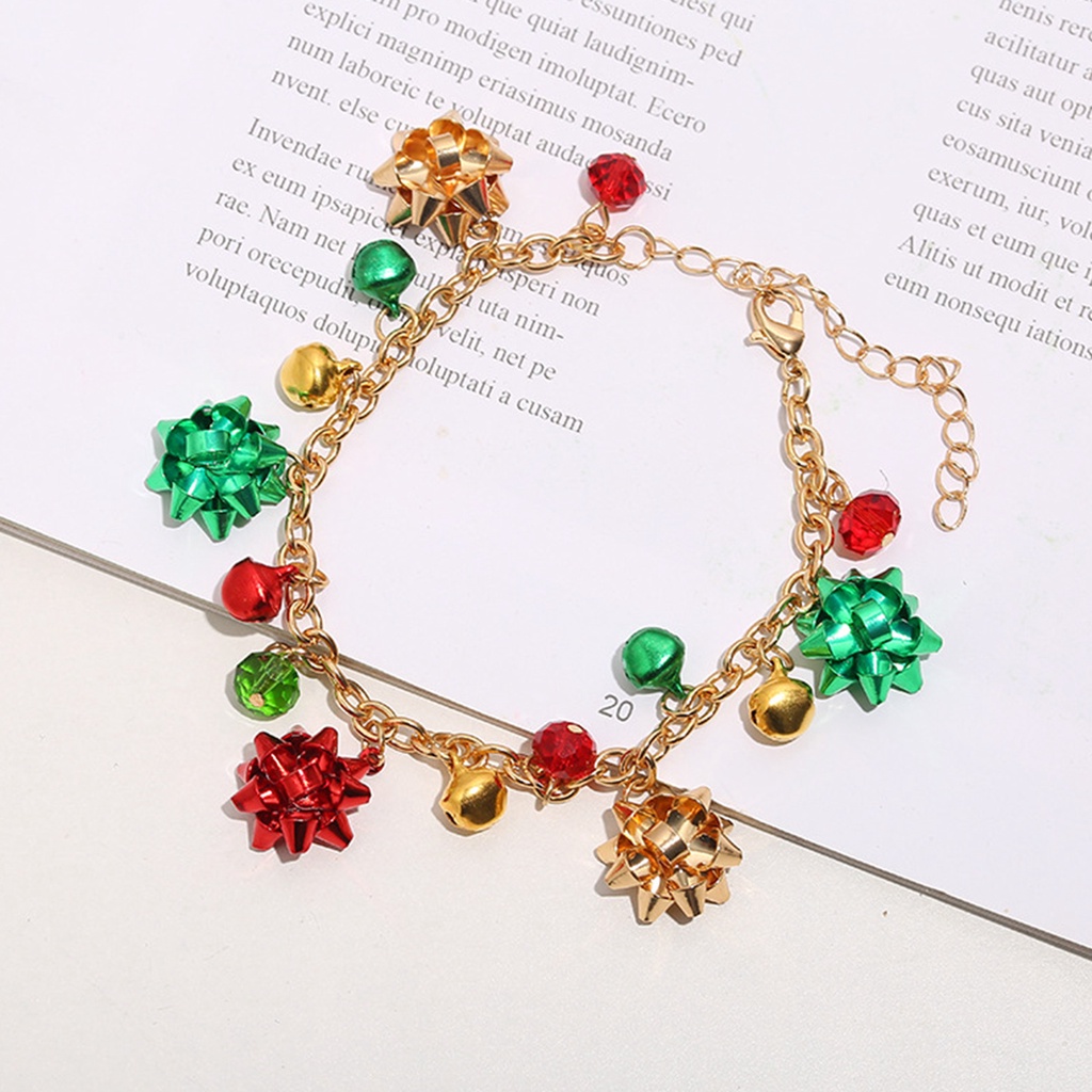 Hu Hu Hu Hu Hu Alat Bantu Pasang Kacamata♡ Set Kalung Gelang Anting Kait Desain Bunga Bell Natal Element Warna-Warni Untuk Wanita