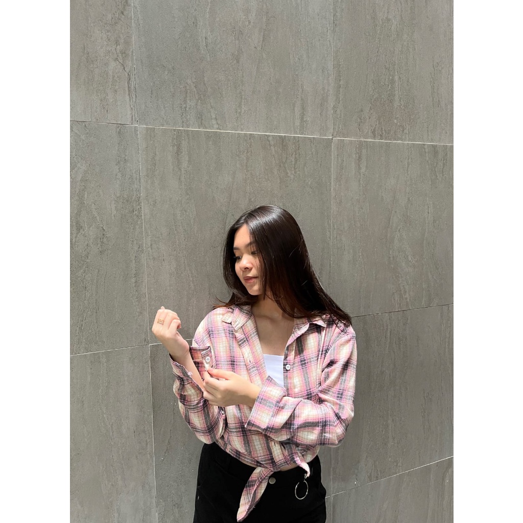 FASHION WANITA ATASAN YEBIN SHIRT KEMEJA FLANEL IMPORT REALPIC DAN VIDEO REAL