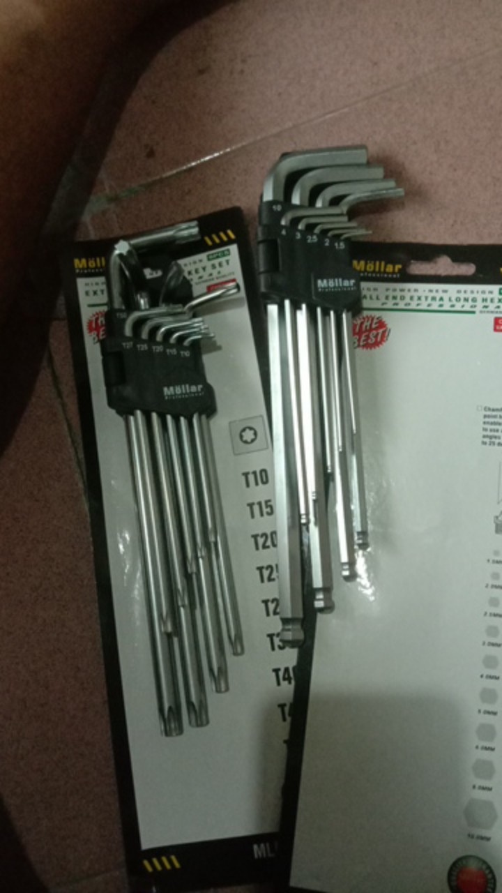 Kunci L Set Panjang 9 Pcs Mollar - Ball End Extra Long Hex Key