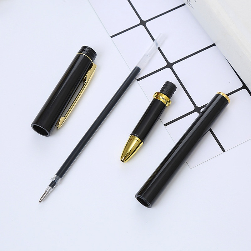 2pcs Pulpen Tinta Gel 0.5mm Bentuk Peluru Warna Hitam Untuk Tanda Tangan / Sekolah / Kantor