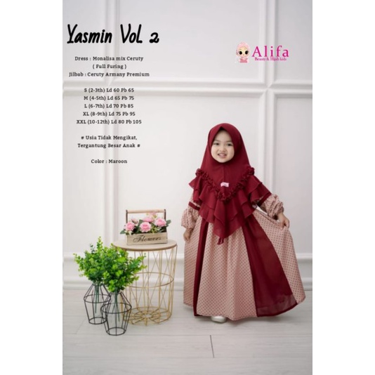 Yasmin Vol 2 Syari Kids by Alifa / One Set Kids / Baju muslim anak