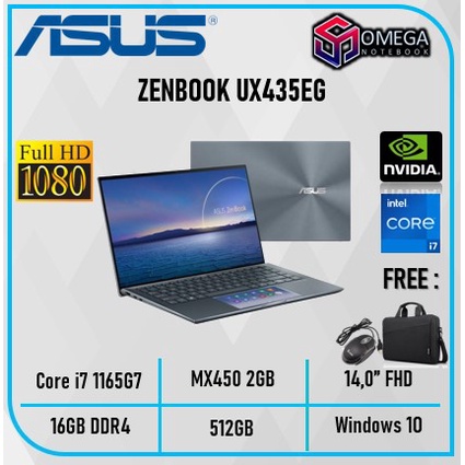 ASUS ZENBOOK UX435EG i7 1165G7 16GB 512SSD MX450 2GB Windows 10 14.0 FHD