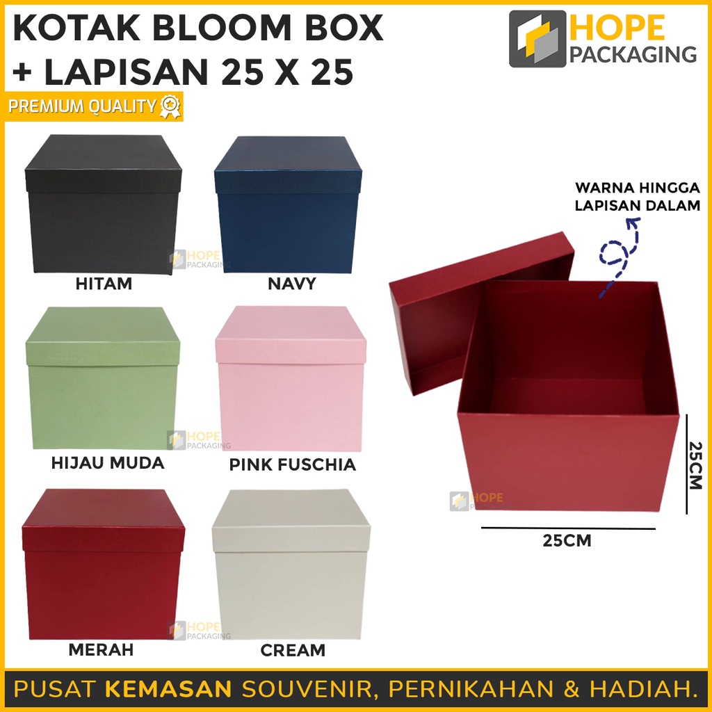 Kotak Hampers 25 x 25 Tinggi 20 cm  Souvenir  Bloom Box Kado Hampers / Tahun Baru / valentine / imlek Kantong Hadiah Dus Kado