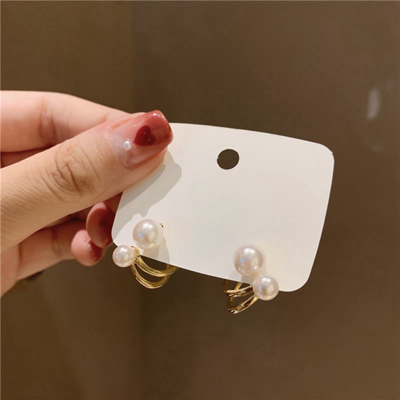 Anting Stud Huggie Mutiara Zircon Kecil Gaya Korea Klasik Elegan Untuk Wanita