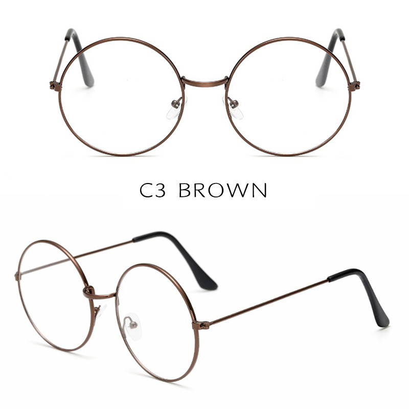 （YUZHU）COD Bayar di Tempat Western Retro Bundar Besi Frame Kacamata Wanita/Pria Eyeglasses Women/Men