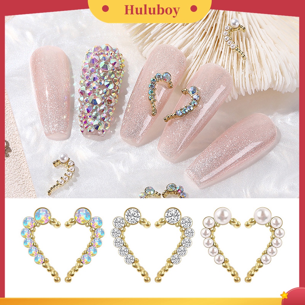 Huluboy Huluboy♡ 10pcs Dekorasi Manicure Bentuk Hati Simetris Bahan Alloy Untuk Fotografi