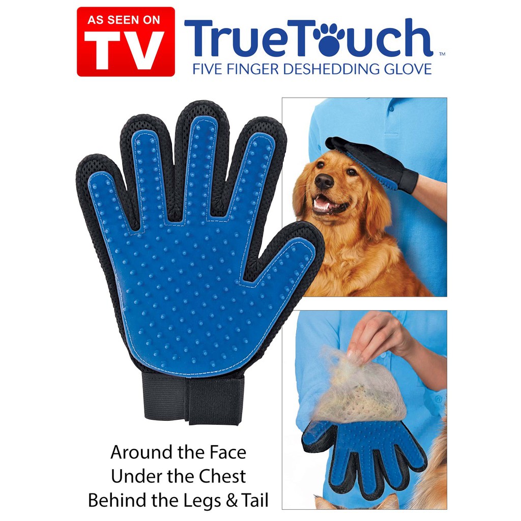 True Touch - Sarung Tangan Pemijat Perapi Bulu Hewan Anjing Kucing