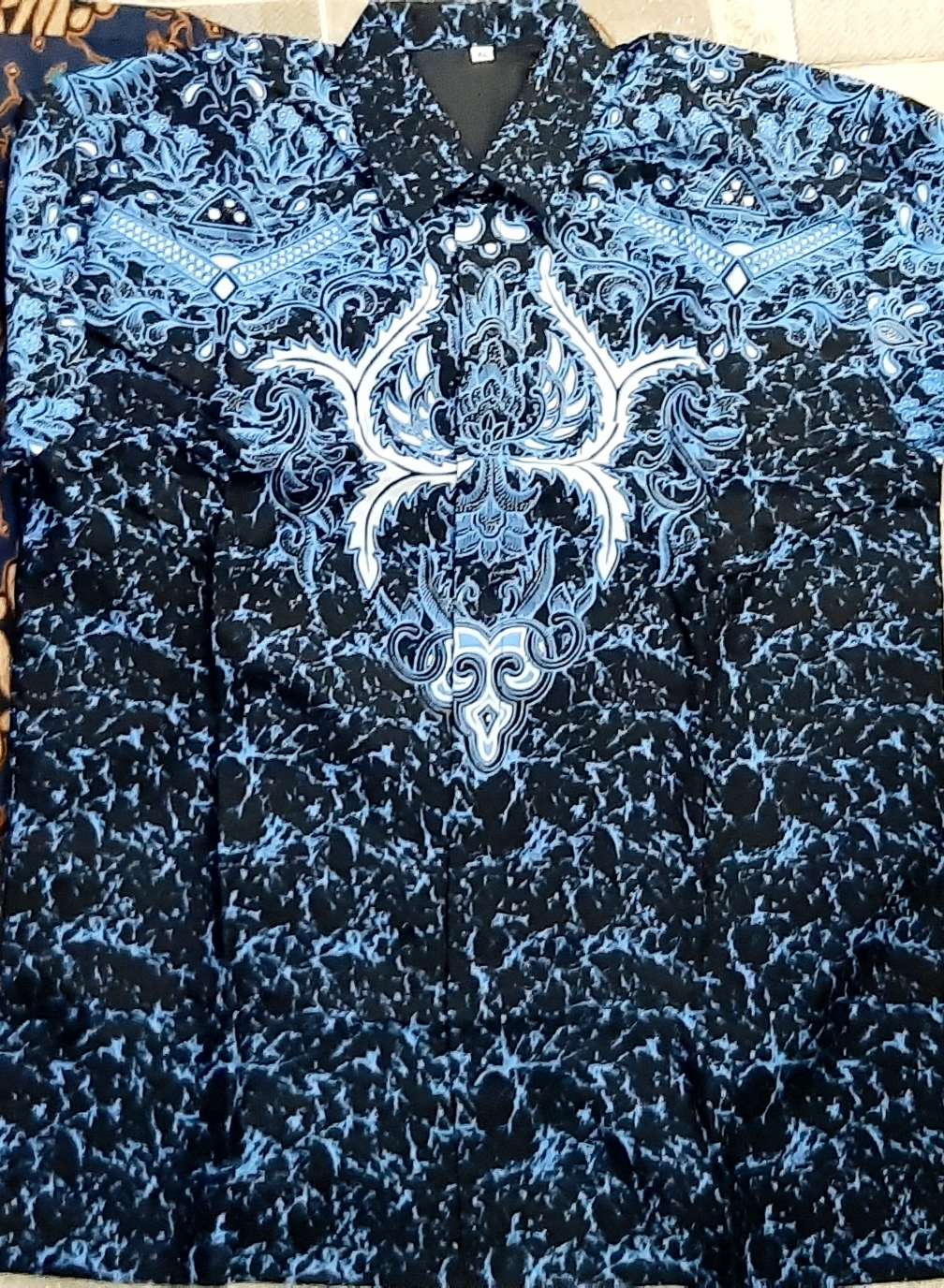 Ajibhanu Biru Kemeja Batik Pria Full Furing Bahan Katun Primisima