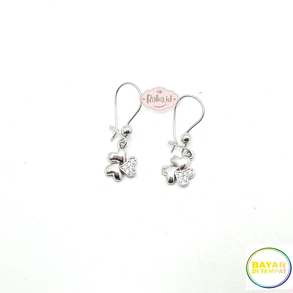 Anting Clip / Klip Motif Bunga 3 Love Perhiasan Aksesoris Wanita 1122