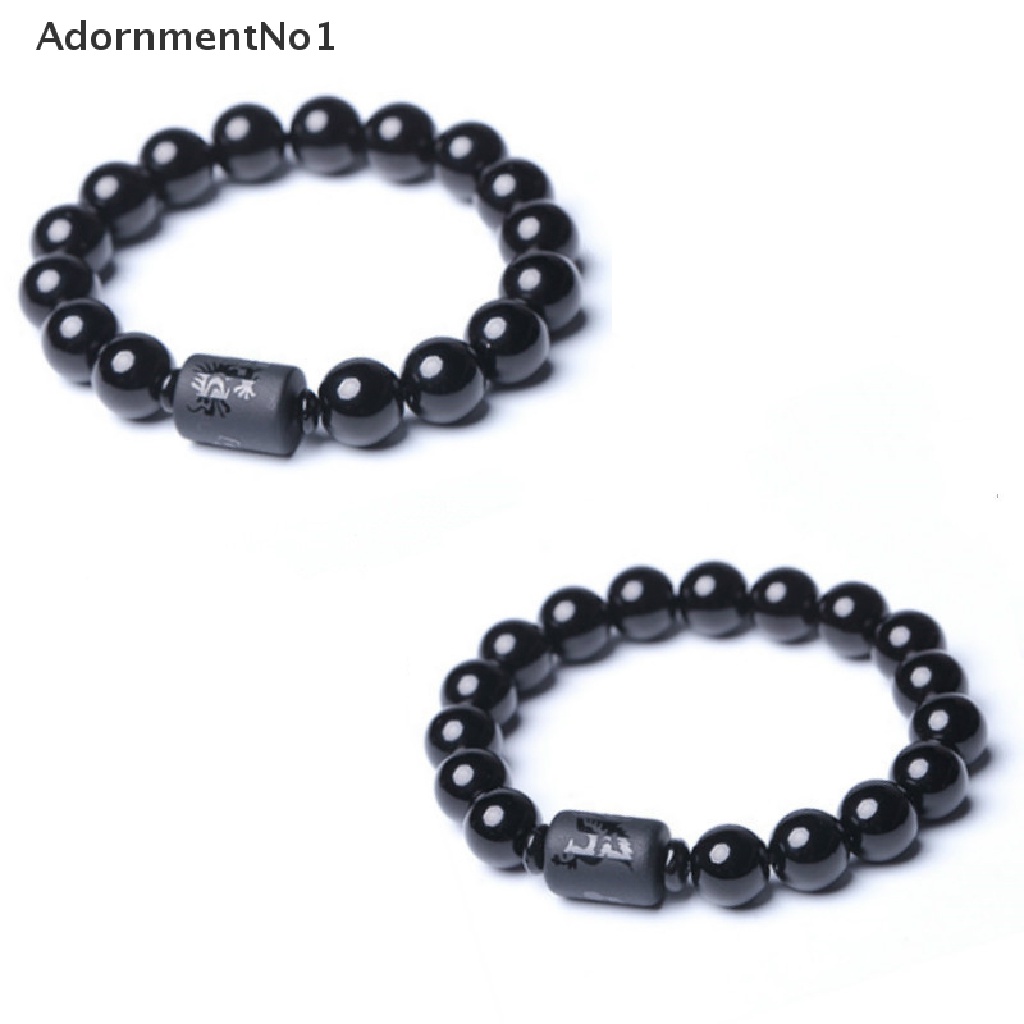 [AdornmentNo1] Black Obsidian Dragon Phoenix Beads Couples Lovers Bangle Bracelet Jewelry Gifts [new]