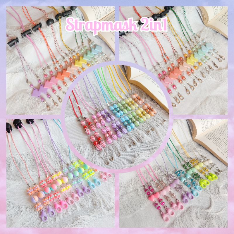 Strap masker 2 fungsi, kalung masker 2in1, murah, cantik