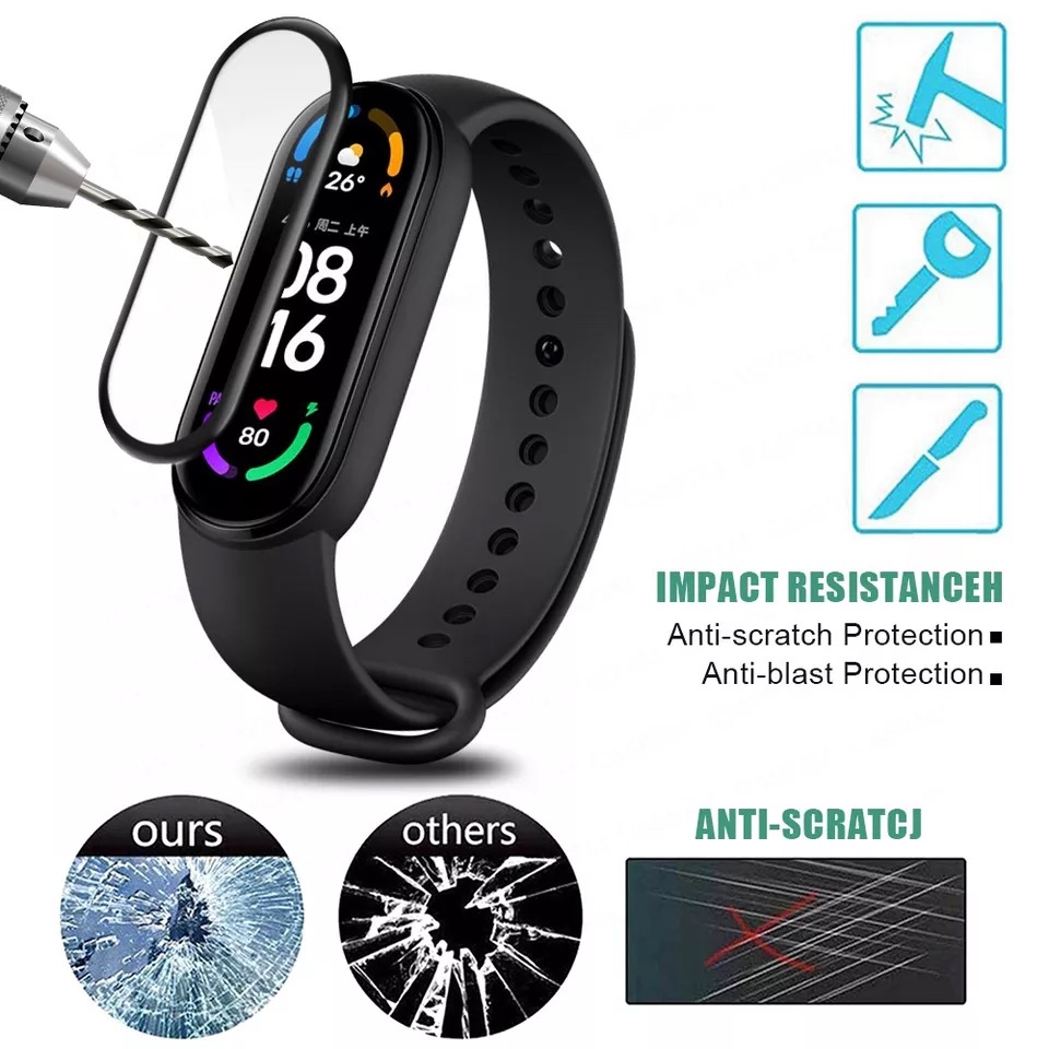 FULL Anti gores XIAOMI Mi Band 7 / Mi Band 6 / Mi Band 5 FULL LEM dan FULL COVER