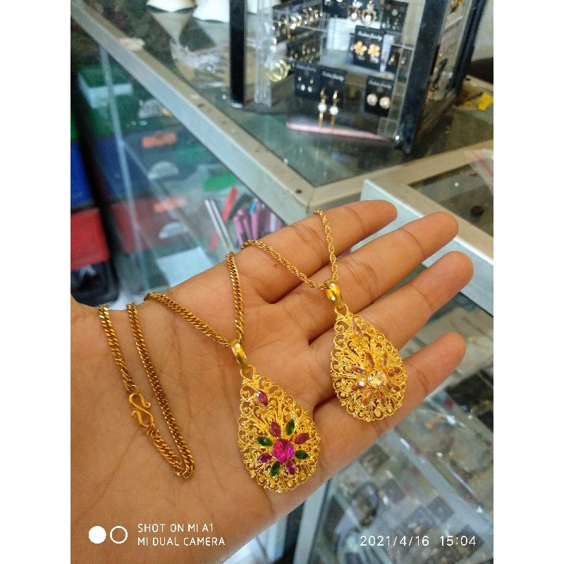 kalung titanium mainan alpaka lapis emas