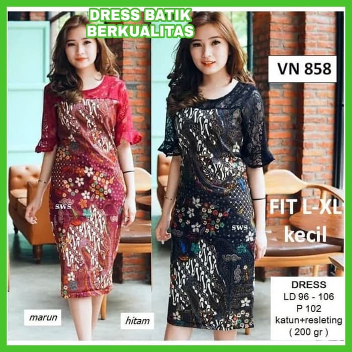 DRESS BATIK    Dress Batik Modern Big Size Dress Batik JUMBO Bigsize Wanita Terbaru      IWAZAH