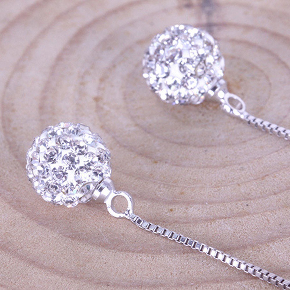 Hu Hu Hu Hu Hu Alat Bantu Pasang Kacamata♡ Anting Tusuk Gantung Panjang Desain Bola Hias Berlian Imitasirumbai Gaya Mewah Untuk Wanita