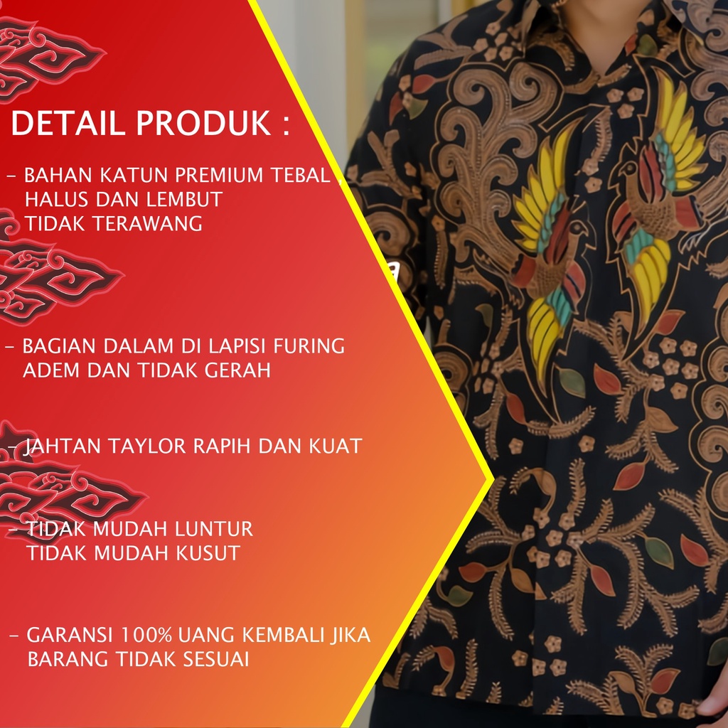 KEMEJA BATIK PRIA LENGAN PANJANG PREMIUM REGULAR MODERN BATIK ALUNA PCW 064