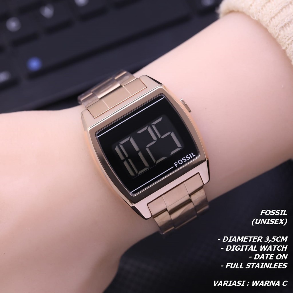 JAM TANGAN UNISEX FASHION RANTAI BODY SEGI TANGGAL AKTIF