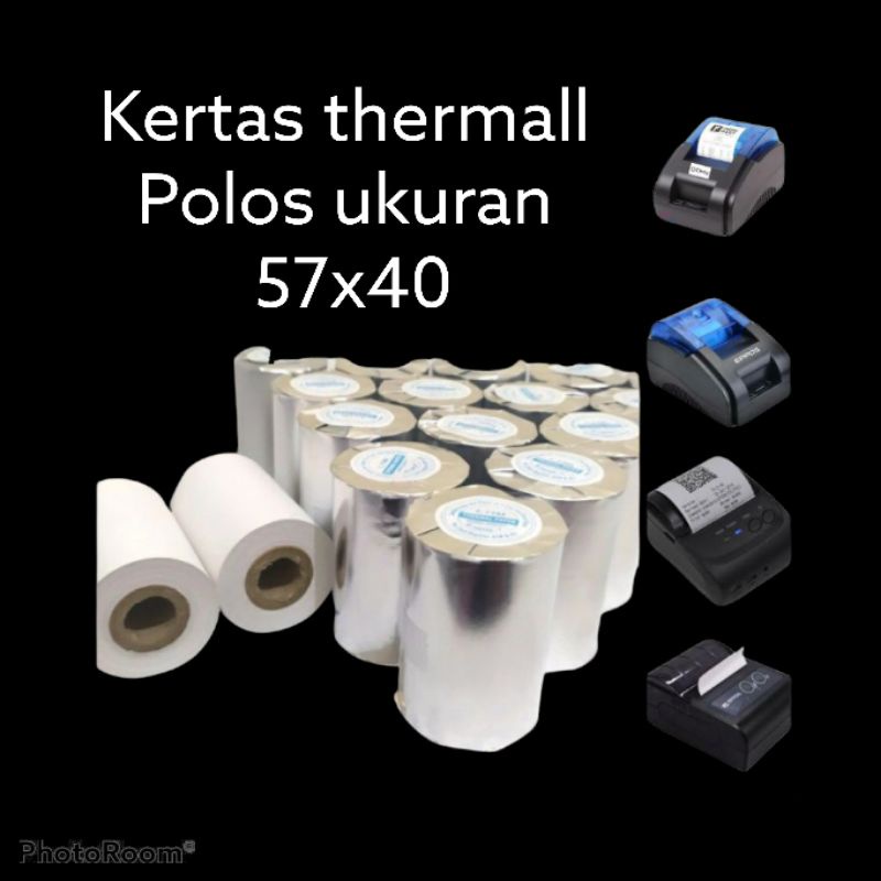 

kertas thermall polos ukuran 57x40 untuk meain print bluetooth