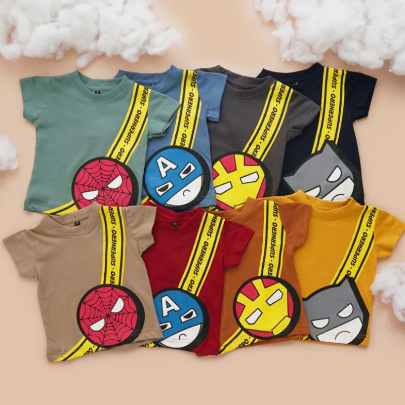 Hero T shirt  Kaos Anak Laki Laki Lengan Pendek Motif Gambar Superhero