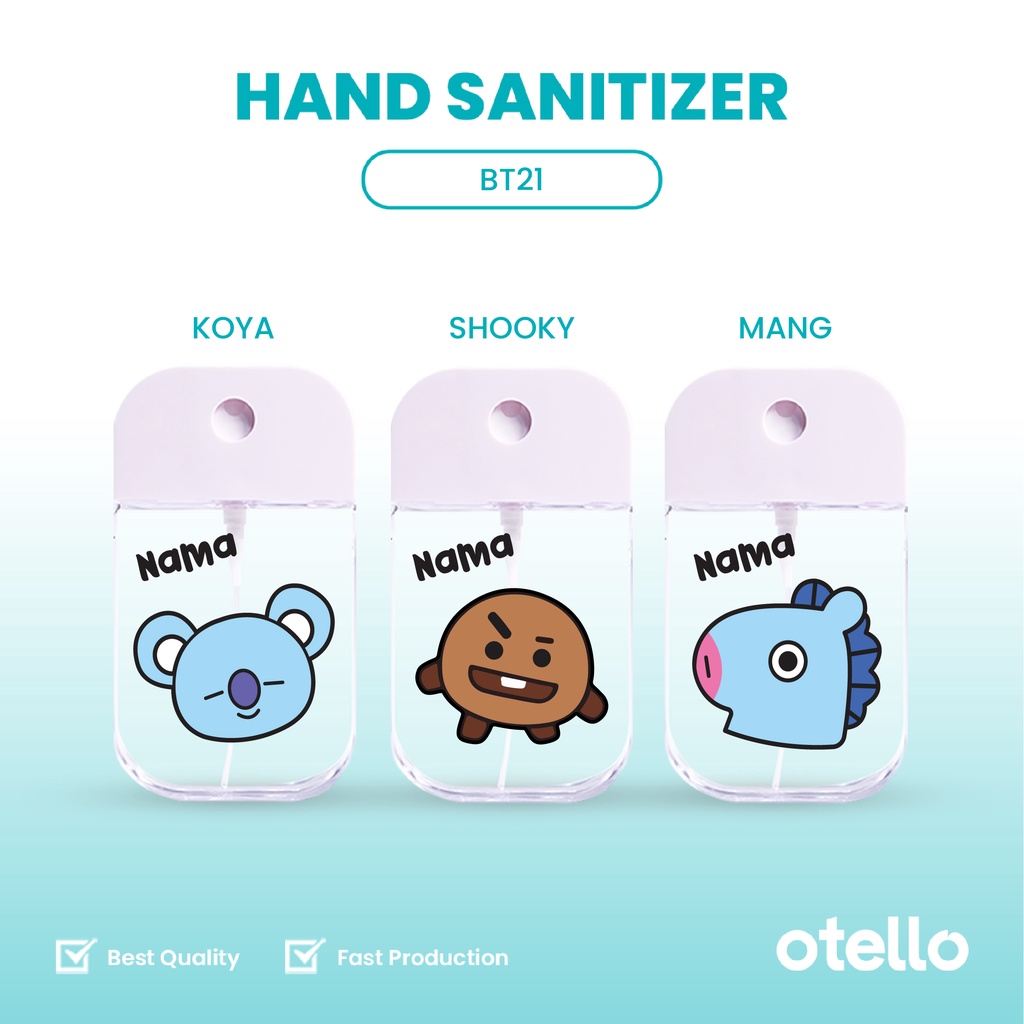Otello - Custom Pocket Hand Sanitizer BT21 Nama Spray Bottle Botol BTS Bangtan Fans Idol Karakter