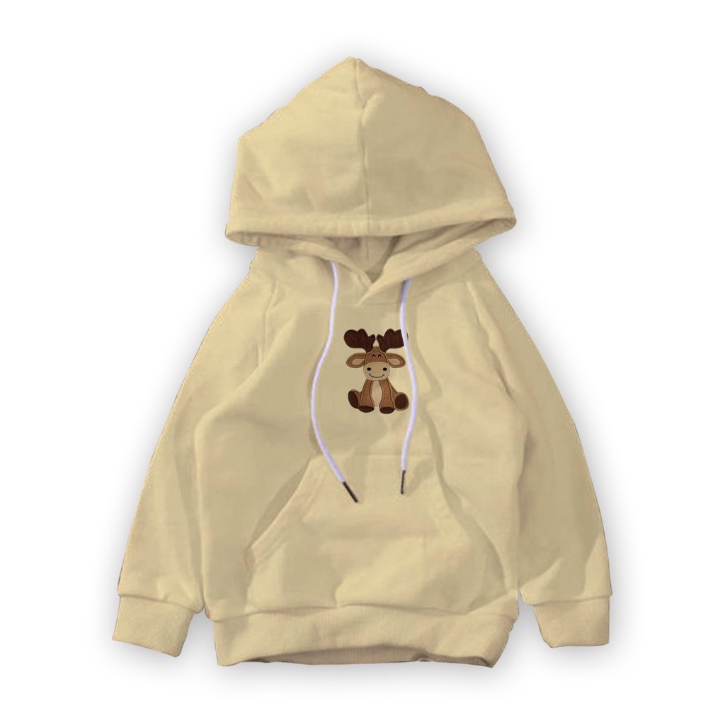 HOODIE ANAK PAKAIAN ANAK BORDIR UNISEX DEER SMILE FLEECE TEBAL LUCU TERBARU,