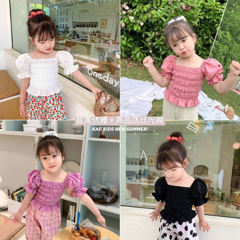 Baju Sabrina Kerut Baby / Baju Sabrina Anak Model Korea