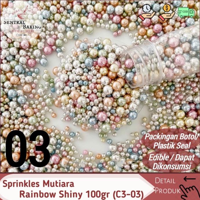 

/////] Sprinkel Mutiara Rainbow Shiny 100gr (C3-03) / Springkel Sprinkle Kue