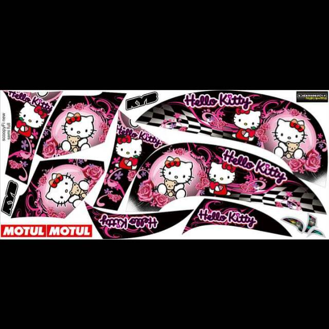 striping sticker lis motor variasi NEW SCOOPY hellokity hitam & putih