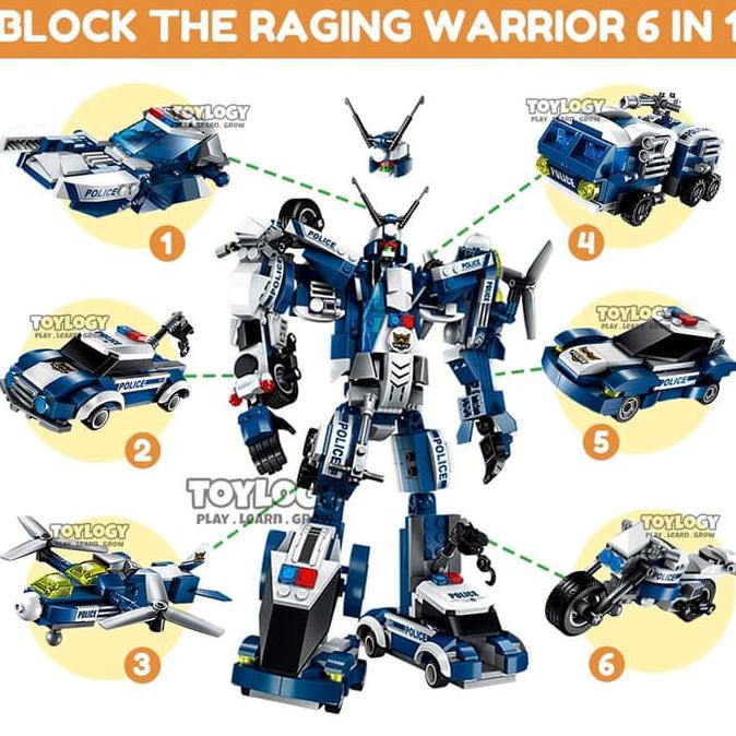 PAKET Block Qman The Raging Warrior Robot Mobil Motor Lego 6in1 1407