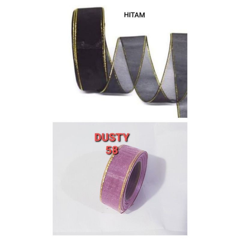 Pita Organdi List Gold Lebar 2,5cm ( 1&quot;) Per Roll Isi 20 Yard