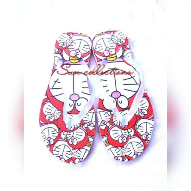 Sandal Jepit jelly Doraemon Embos 12 psg