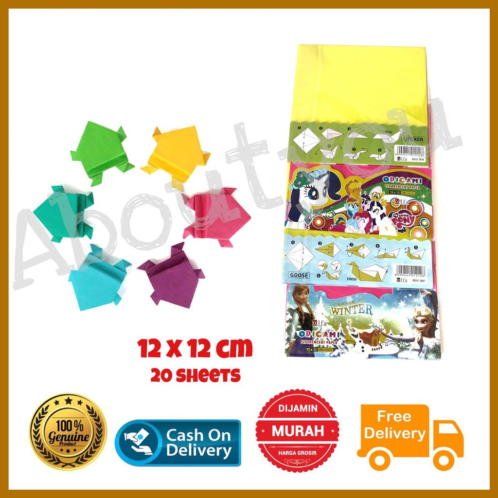 

[Checkout Rp1000] 1 pack Kertas Lipat ORIGAMI 2 SISI warna 12x12cm Full Color murah halus