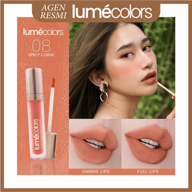 Lipstik Liptint Lumecolors Lumecolor Lumecolour Warna Spicy Coral Lip and Cheek Mousse Lip Balm Lipc