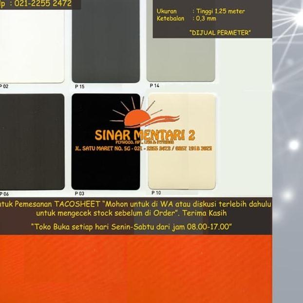 

➴ Taco Sheet PVC Polos selain P04, P05 dan P012 ✥