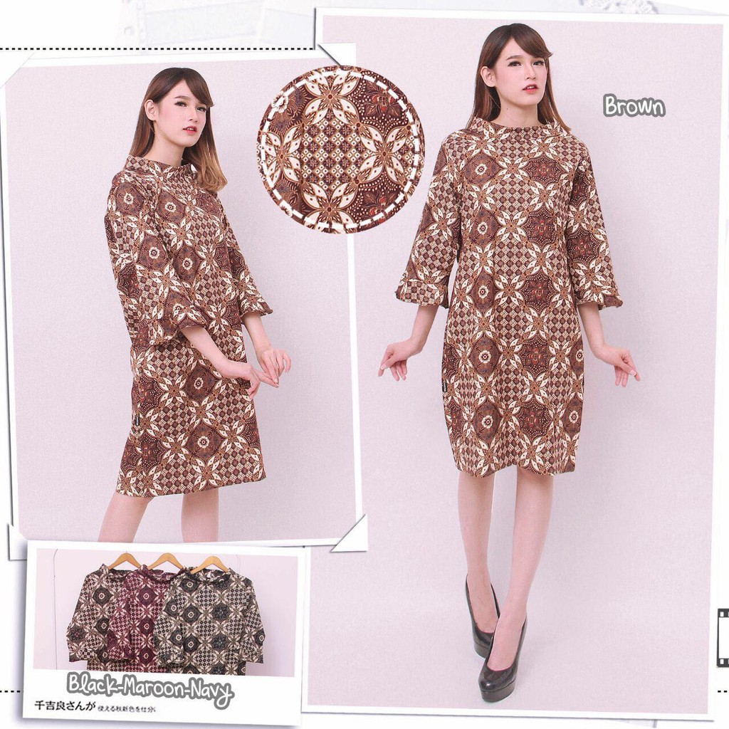DNS DRESS006 MINI DRESS WANITA MOTIF BATIK KELOPAK