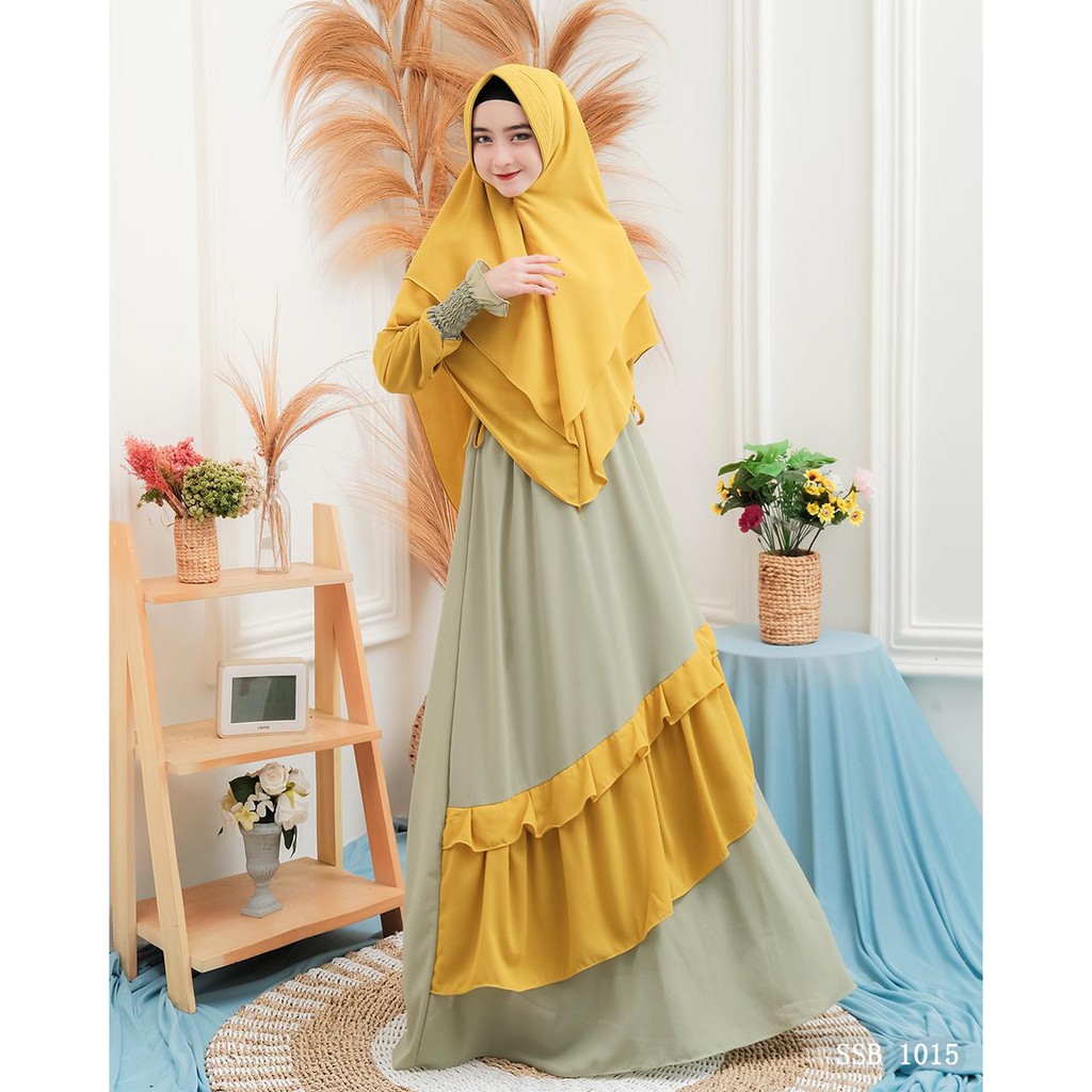 Gamis Ceruty polos set khimar berfuring NAZKIA model terbaru new fashion muslim style